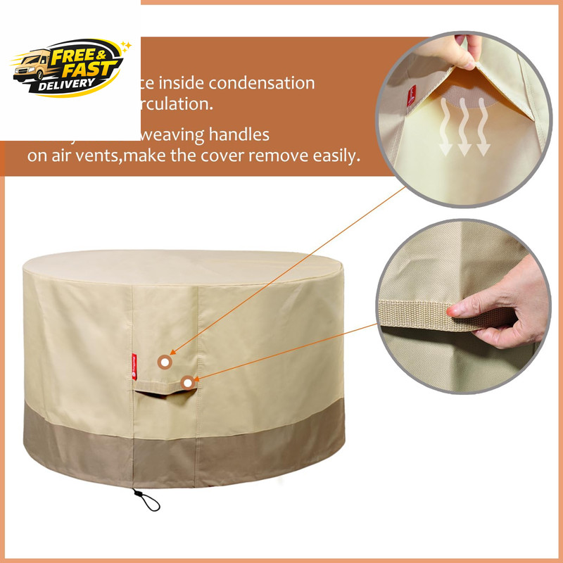 round Gas Fire Pit/Table Cover-Heavy Duty 600D Polyester with PVC Coating Materi gallery