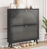 Shoe Storage Cabinet for Entryway with 2 Flip Drawers, Narrow Wood Shoe Cabinet gallery