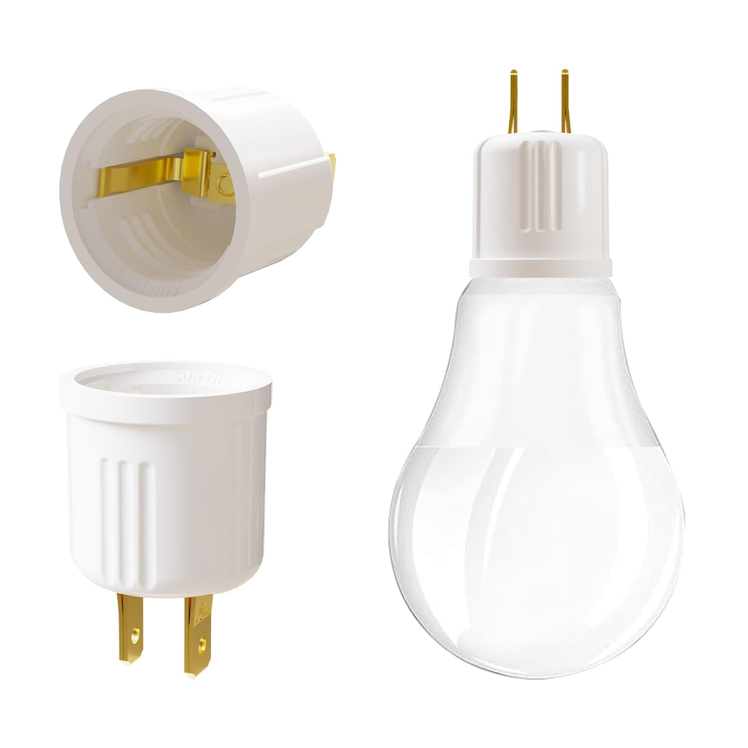 2 Pack Outlet to Socket Adapter, Convert Outlet to E26 Light Bulb Socket Plug-in gallery