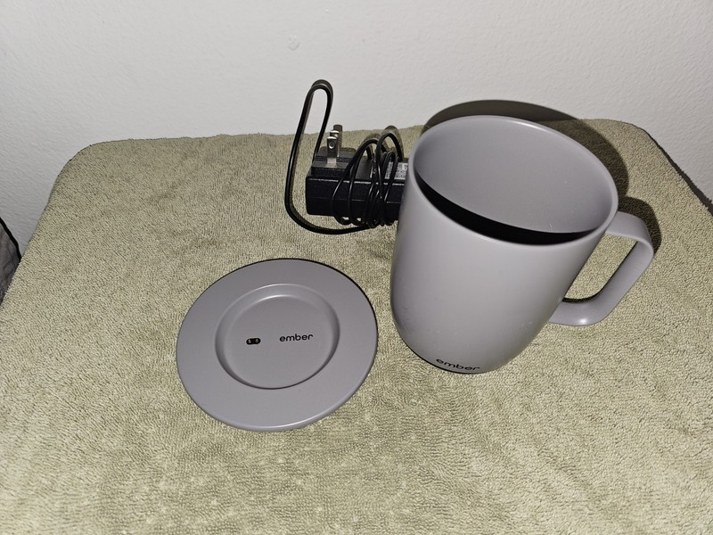 Ember Ceramic Temperature Controlled Smart Mug 14 oz Gray W/ Charging Base gallery