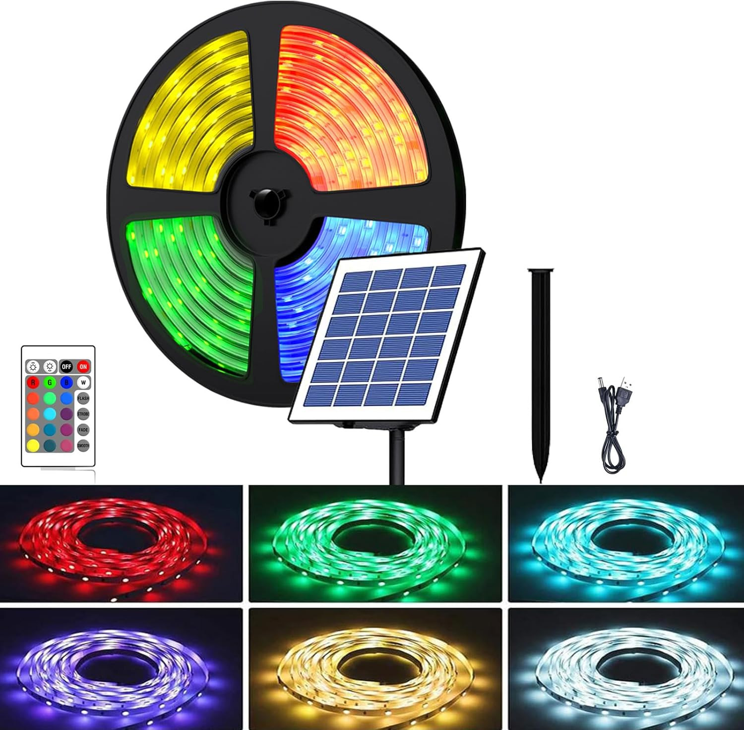 Solar LED Strip Lights Outdoor, SMD 5050 LED Lights Solar Powered RGB LED Strip, gallery
