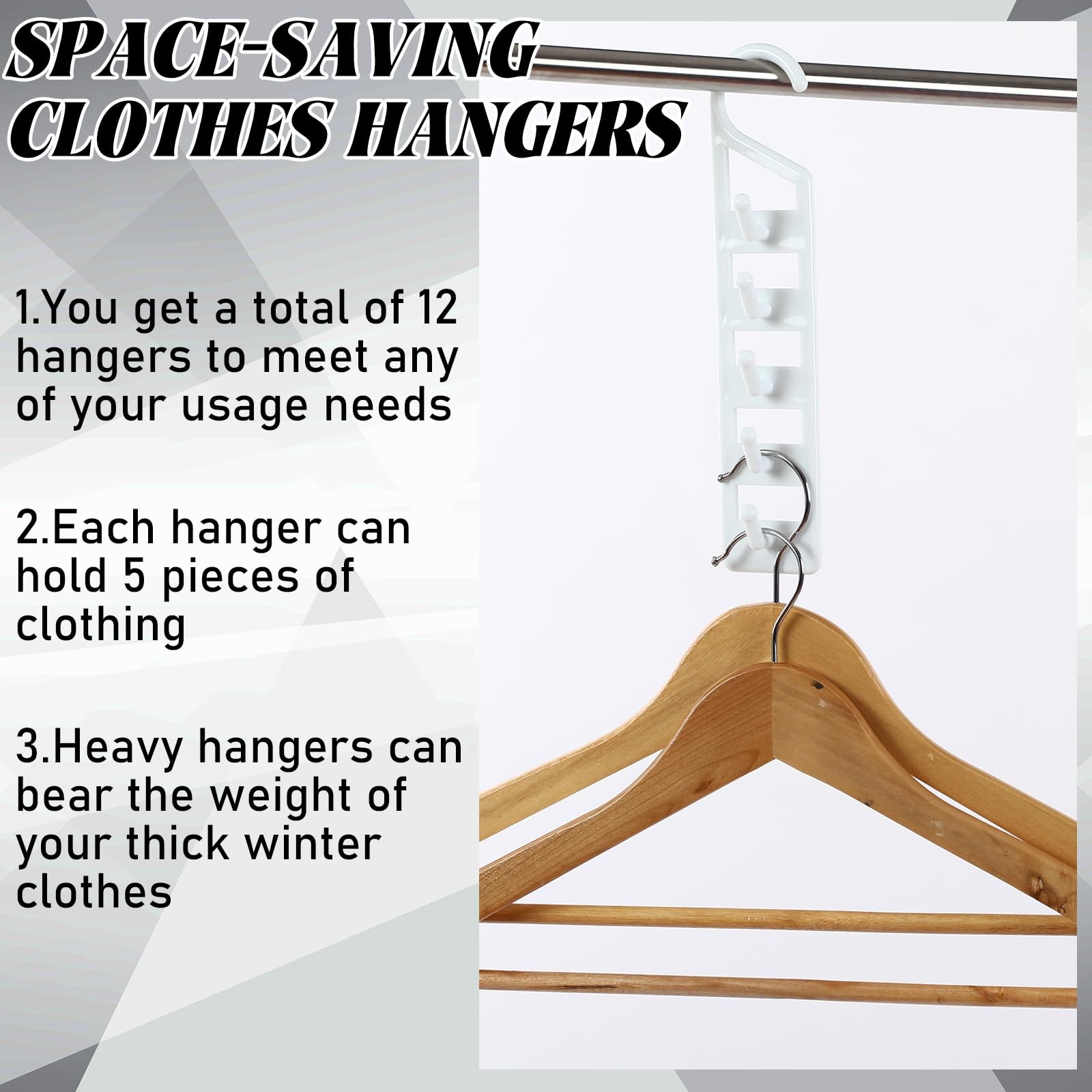 8 Pcs Space Saving Hangers for Clothes, Heavy Duty Plastic Space Saver Vertic... gallery