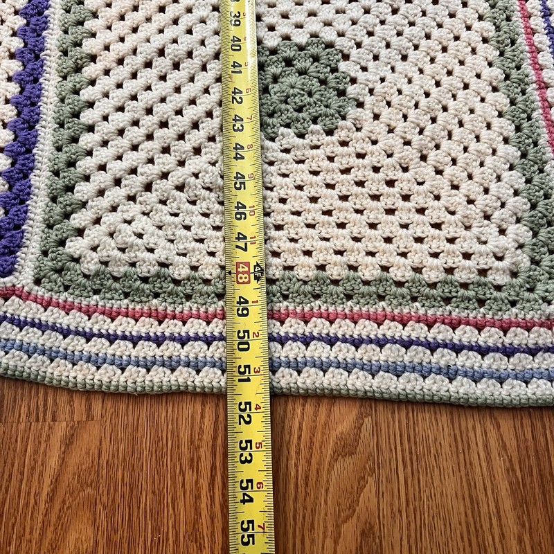 Hand Crochet Granny Squares Afghan Multicolor Boho / Baby Throw 68 X 51 in. gallery