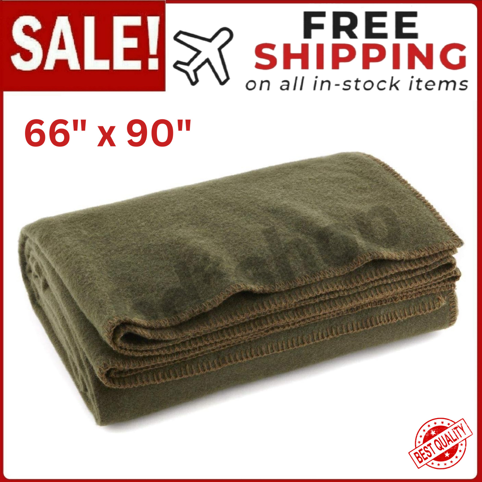 US Military Wool Blanket (80% Wool) Thick Washable 66" x 90" Heavy Wool Blanket gallery