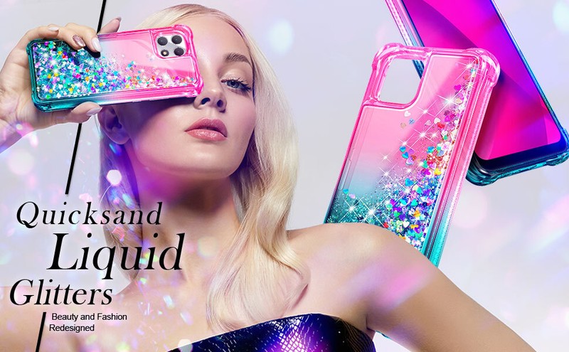 For T-Mobile Revvl 7 / 7 Pro 5G Case Liquid Glitter Phone Cover + Tempered Glass gallery
