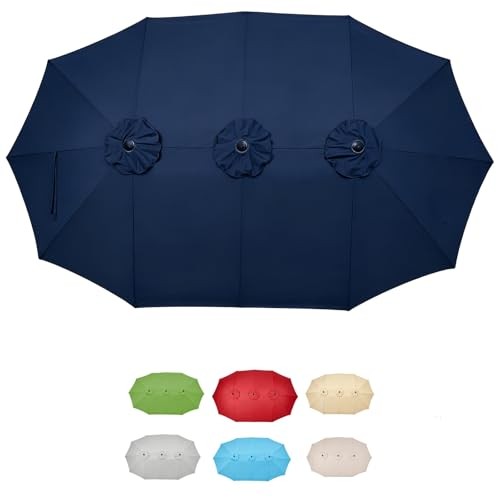 15ft Double Sided Patio Umbrella Replacement Canopy, 12 Ribs 13ft Navy Blue gallery