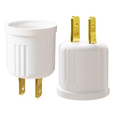 2 Pack Outlet to Socket Adapter, Convert Outlet to E26 Light Bulb Socket Plug-in