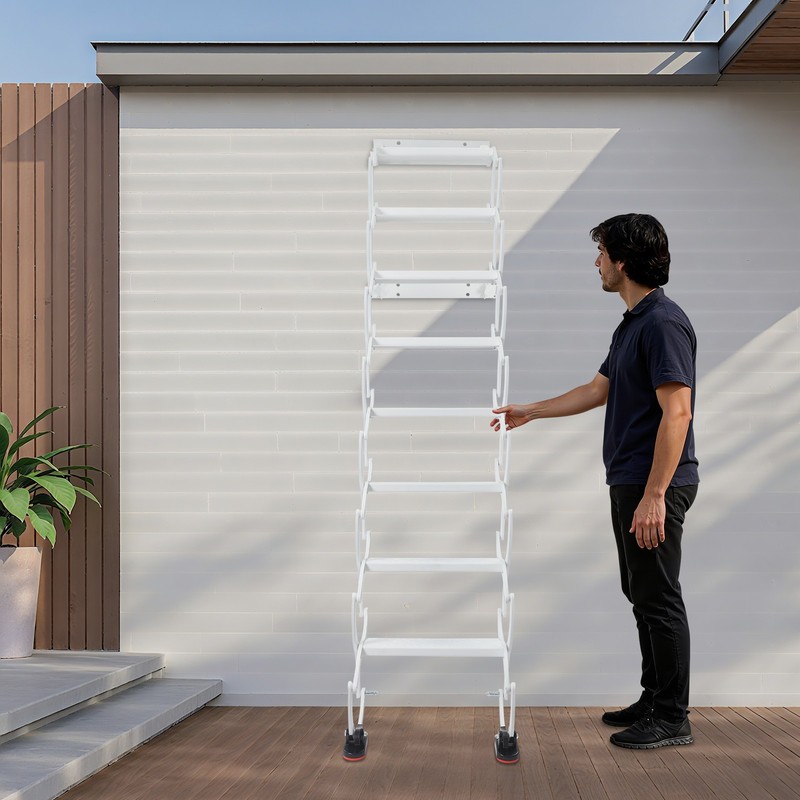Attic Loft Pull Down Ladder 8 Step Wall Mounted Folding Loft Ladder Stairs White gallery