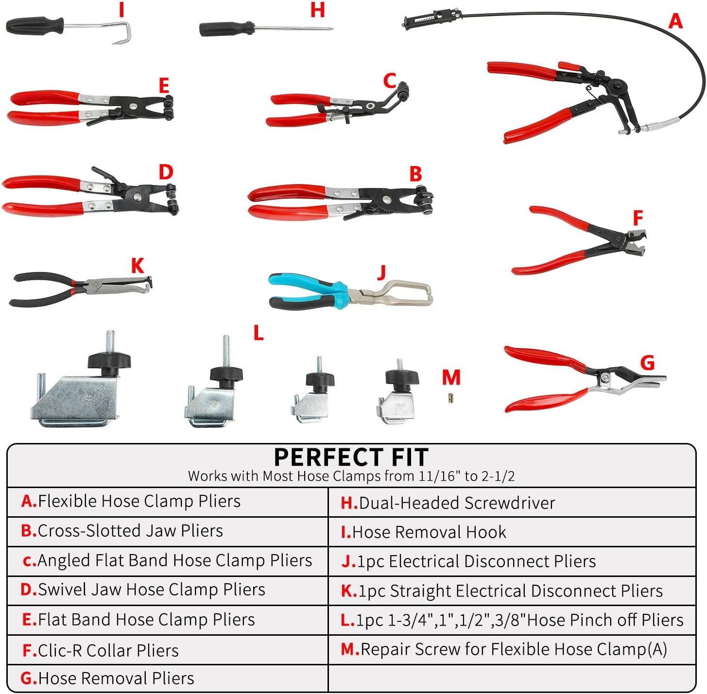 Pliers Set and Clamp Kit Clamp for Tool Hose 16pcs Hose Installation Removal gallery