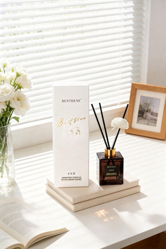 BENTHENE Gardenia Reed Diffuser Aromatherapy Liquid Glass, 1 Pack gallery