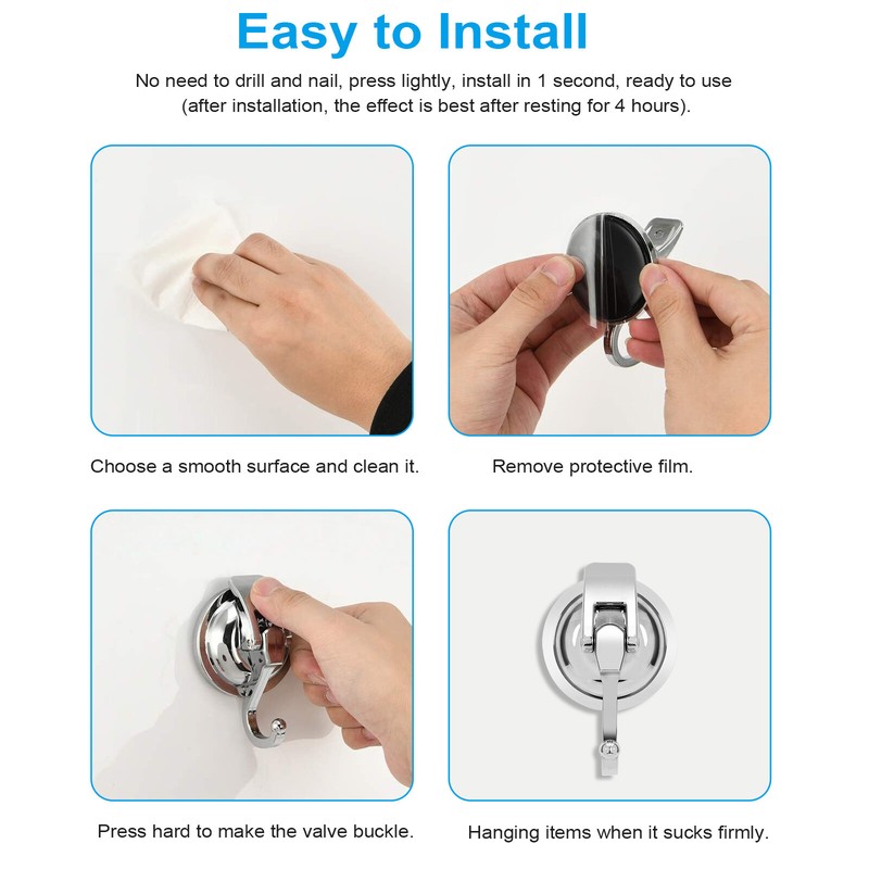 2Pcs Heavy Duty Suction Cup Hooks Wall Down Hanger Bathroom Door Garland Holder gallery