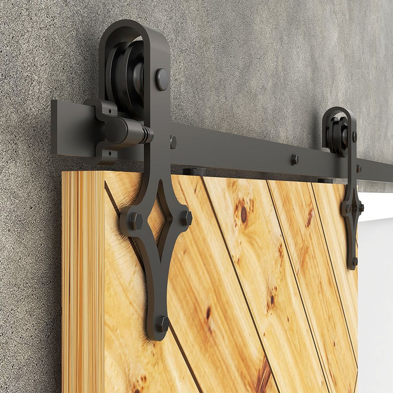 4FT-9FT Sliding Barn Door Hardware Kit Modern Roller for Single Wooden Doors gallery