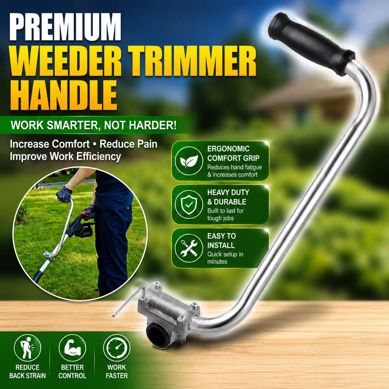 Trimmer Handle Grip, Weedeater Handle Extension, Ergonomic String Trimmer Handle gallery