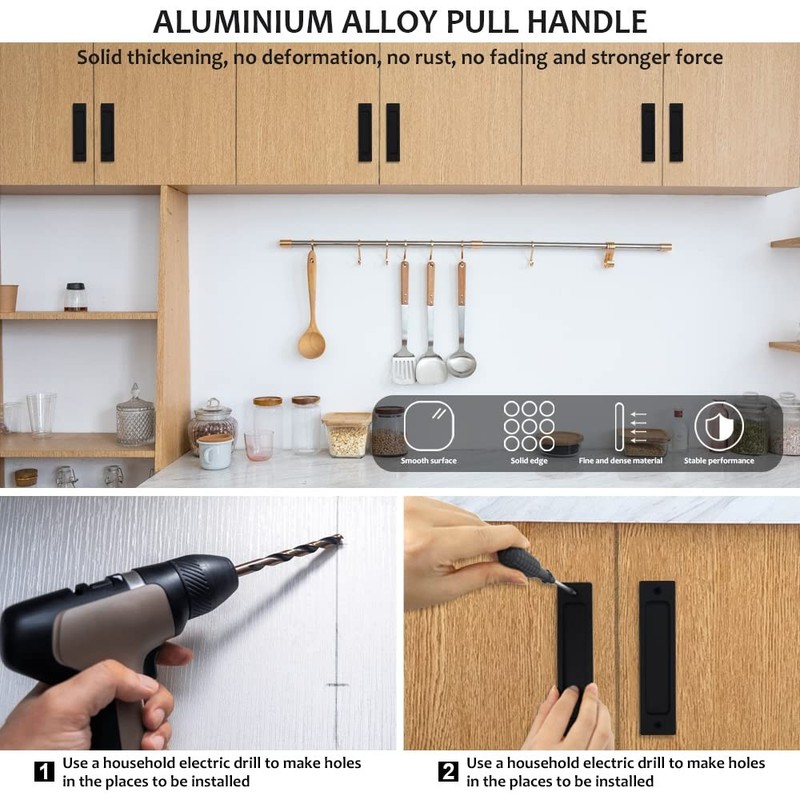 2Pcs Rectangular Recessed Door Pull Handle with Screw, Flat Backside M... gallery