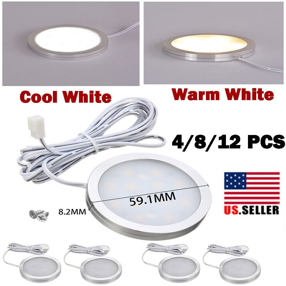 4/8/12X Under Cabinet Lighting Kit LED Kitchen Counter Closet Light Puck Lamp US gallery