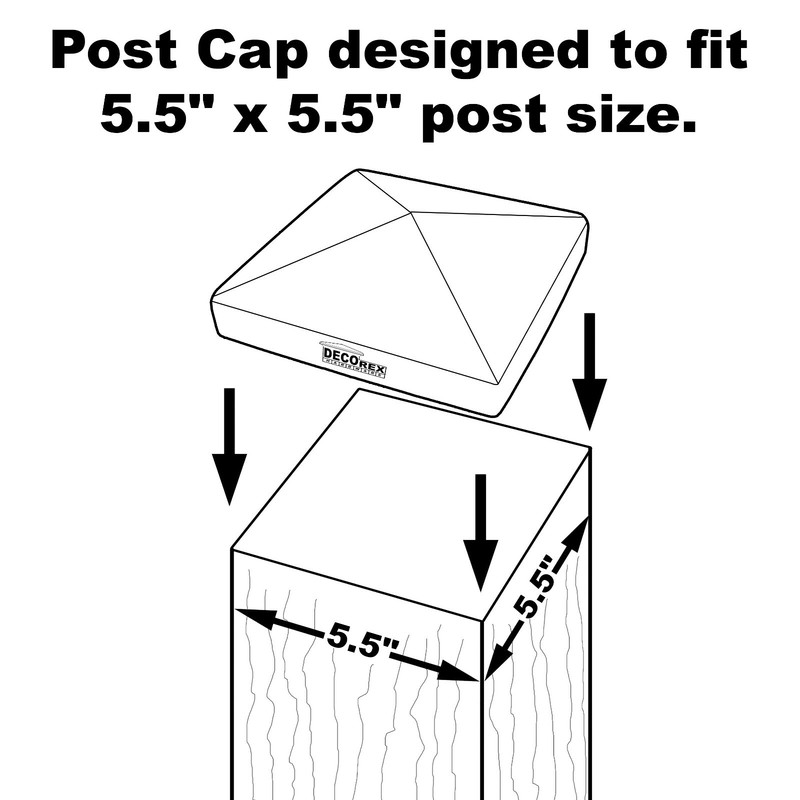 5.5" x 5.5" Solid Copper Pyramid Post Cap for True/Actual 5.5" x 5.5" Wood Posts gallery