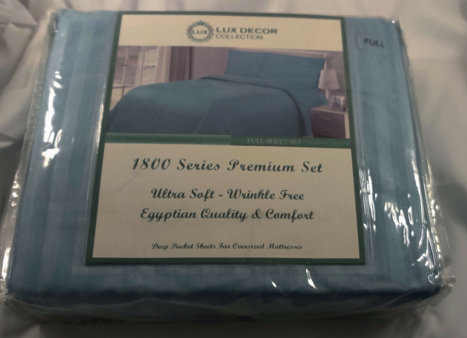 Lux Decor Collection 1800 Series Premium Full Sheet 4 Pc Set Blue Stripe gallery