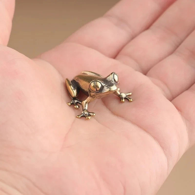 Brass Frog Figurine Small Animal Statue Table Office Home Decoration Toy Gifts gallery