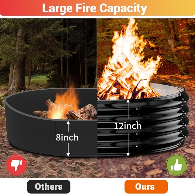 60IN Heavy Duty Fire Pit Ring for Outside - Large Wood Burning Fire Pits gallery