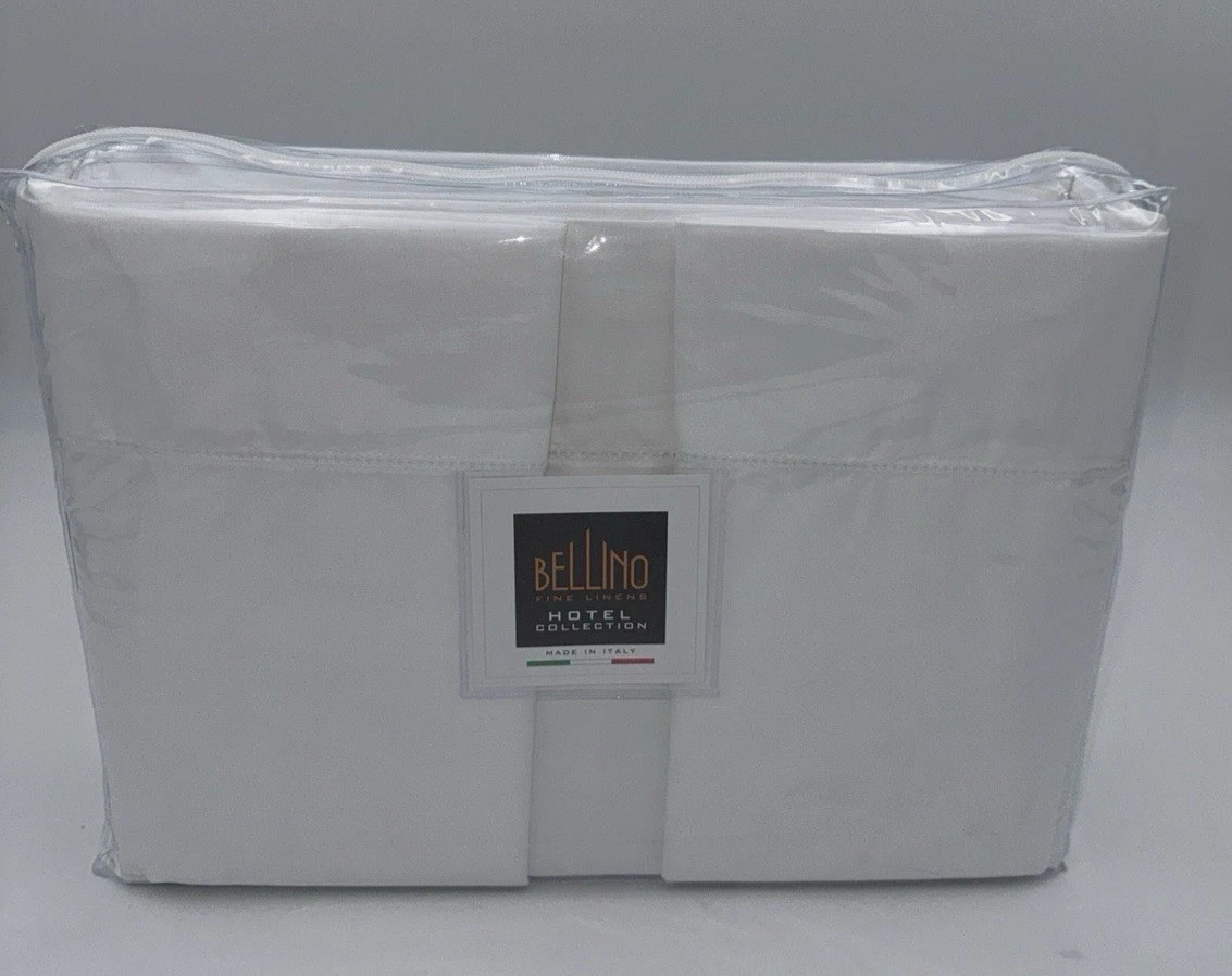 Bellino Fine Linens ITALY Percale Hemstitch Hotel Collection Queen Sheet Set;NIP gallery