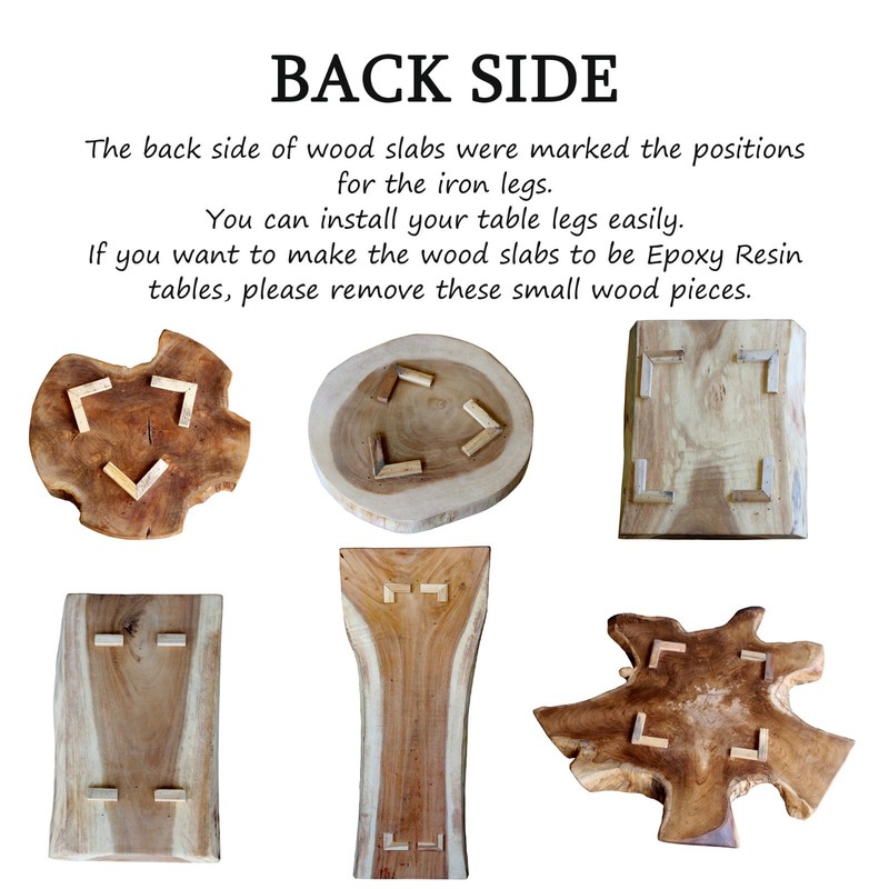 Rustic Natural Square Teak Wood Slab Table Top DIY for Side End Table Home Decor gallery