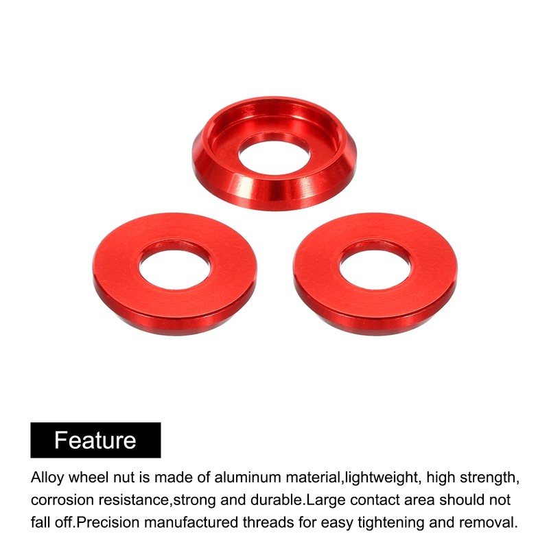 M5 Cone Cup Countersunk Washers,5mm/0.2" Aluminum for Screw RC,60PCS(Red) gallery