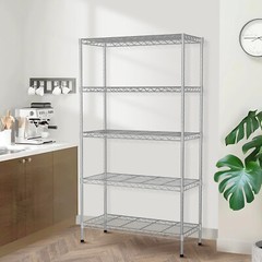 5 Tiers Adjustable Height Wire Shelving Unit 1250 LBS Capacity Metal Shelf Rack