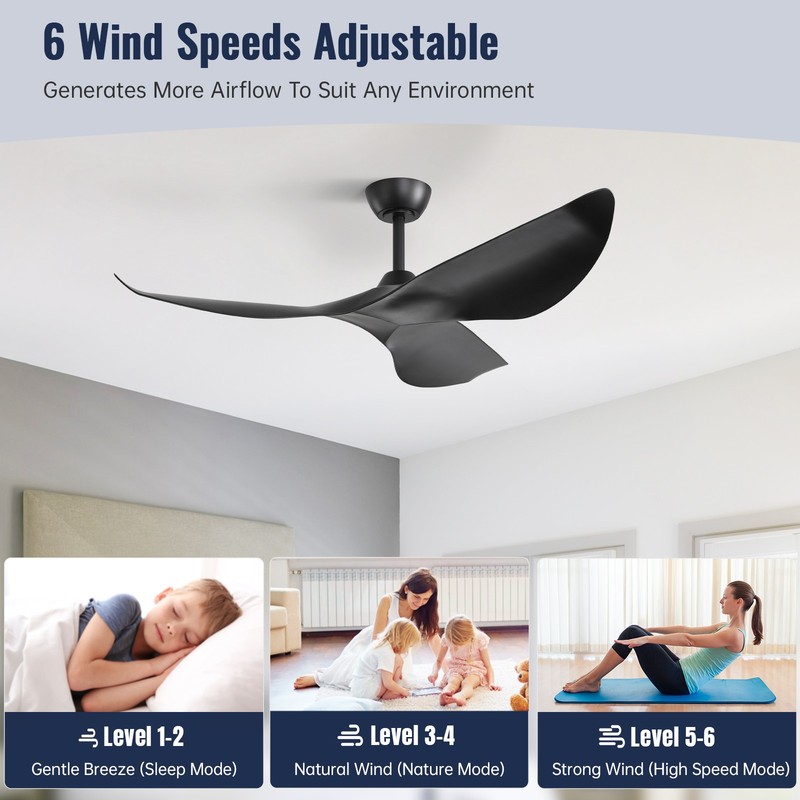 52 Inch Ceiling Fans w/ Remote Reversible DC Motor Bedroom Quiet Timer 6 Speeds gallery