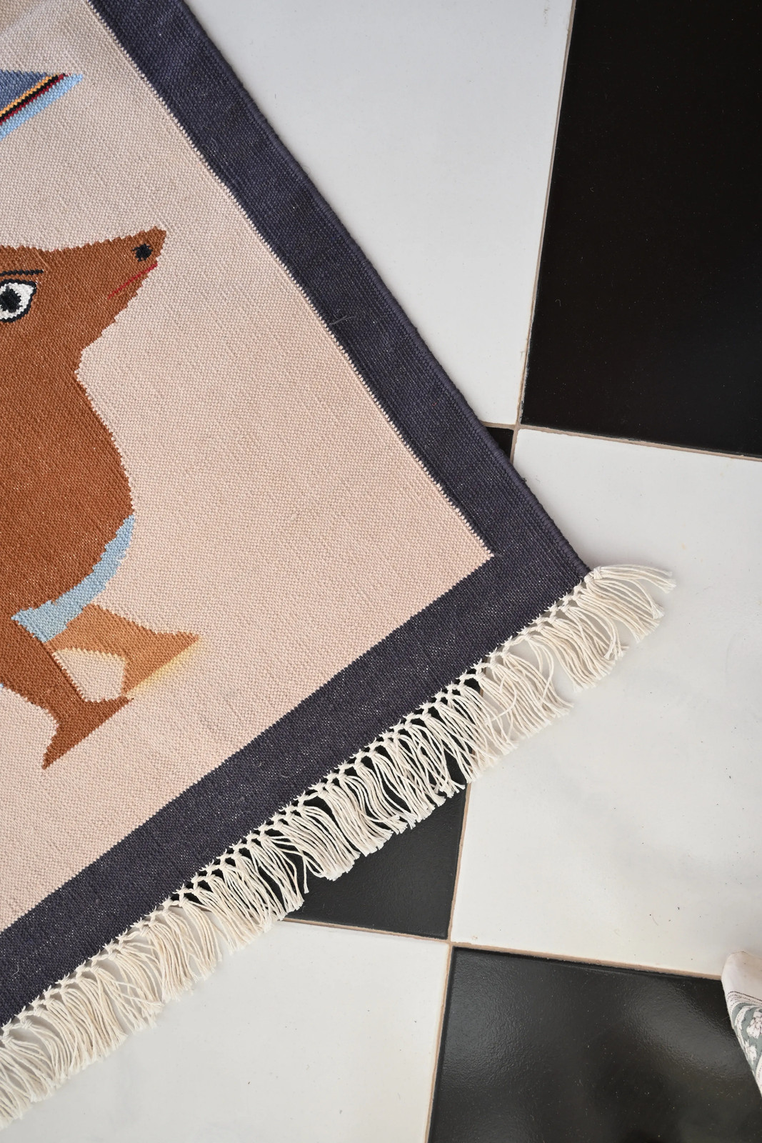 Rugmoda Cotton Animal Rug 2x3 ft Multicolor Kids Room Entryway Handmade Durry gallery