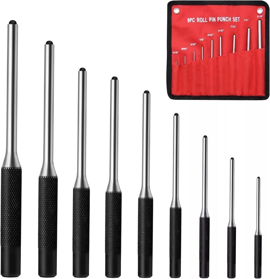9pc Forged Steel Roll Pin Punch Set With Storage Pouch Jewelry Watches Gun Rifle gallery