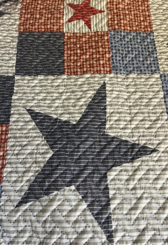 3 Piece Queen Quilt Set Patriotic Patchwork Stars Red White Blue 2 Shams 1 Quilt gallery
