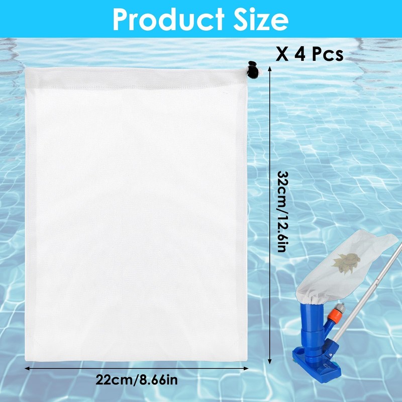 4 PCS Pool Vacuum Replacement Mesh Bag, Fine Mesh Filter Bags Pool Cleaner Ba... gallery