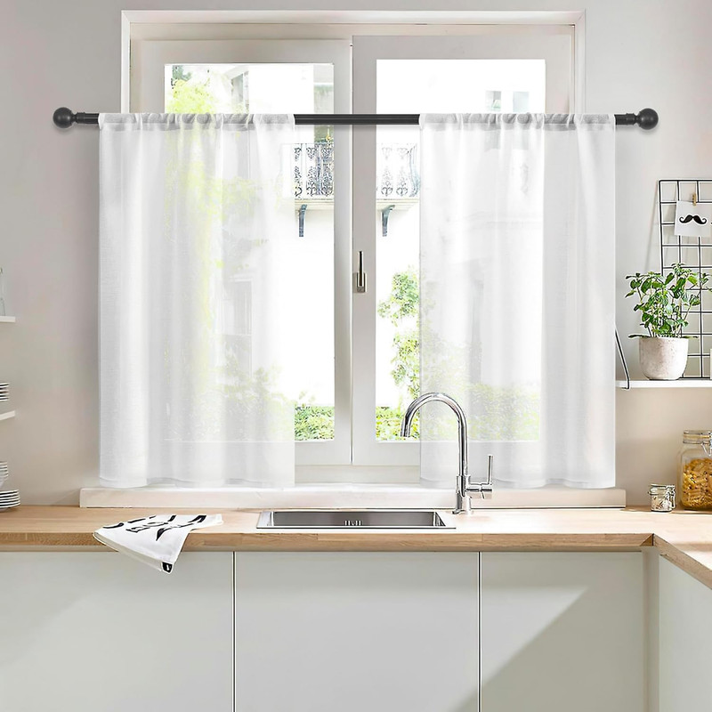 White Sheer Kitchen Curtains 36 Inch Length Short Kitchen Tiers Light gallery