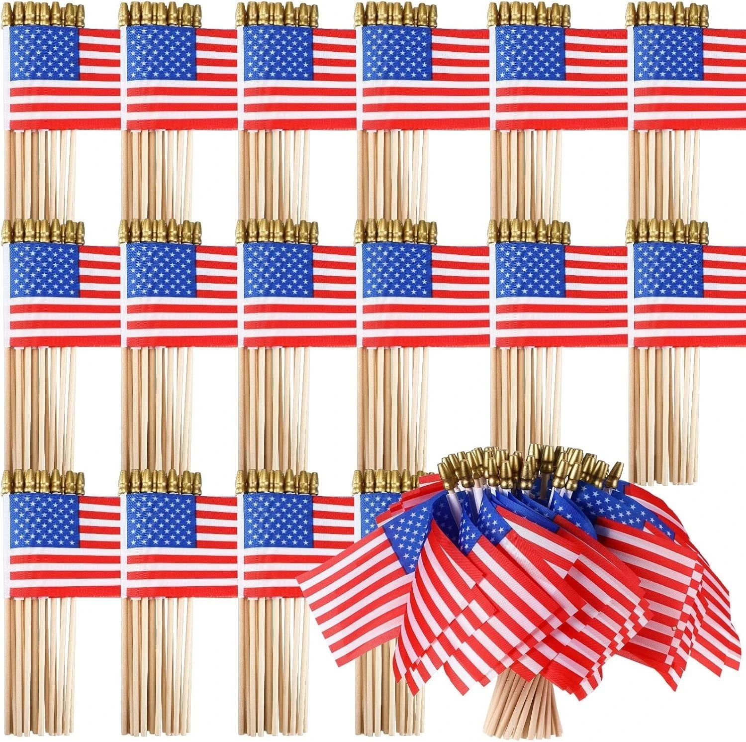 Preboun 400 PCS American Flag Bulk, 8 x 12 Inches Small US on Stick Flags Bulk M gallery