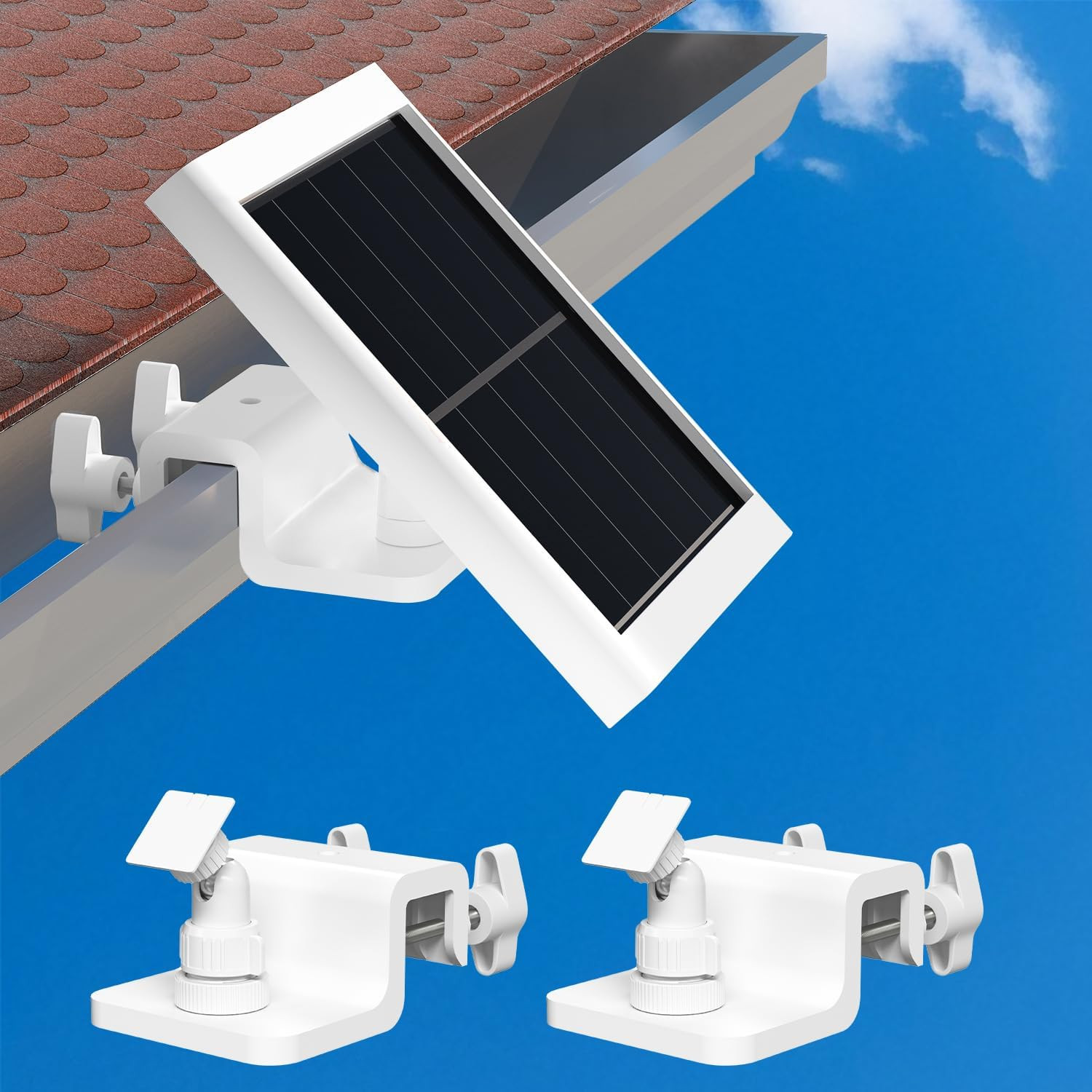 2 Pack Gutter Mount Compatible for Ring Solar Panel, 360°Adjustable gallery