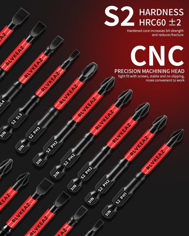 10-PCS 3" Long Magnetic Screwdriver Bits Set: Phillips Bits #1/#2/#3 & Slotted H gallery