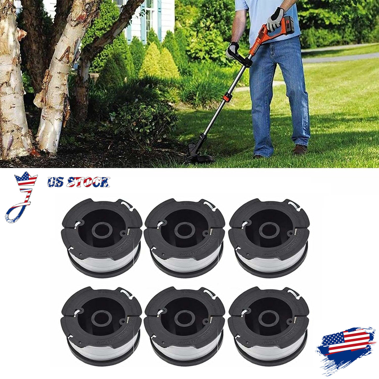 6Pack Spool Line For Black Decker String Trimmer AF-100-3ZP Weed Eater 30ft gallery