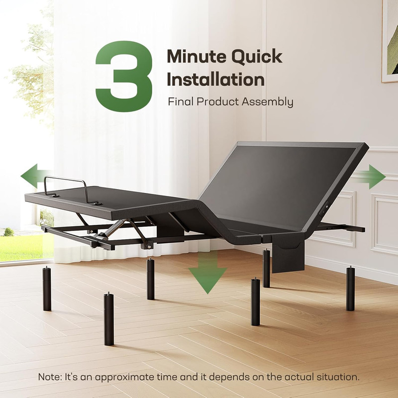 Adjustable Twin XL Bed Base with Massage, USB Ports & Nightlight, Fast Assembly gallery