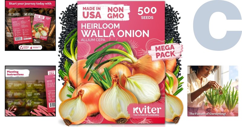 Cold-Hardy Walla Walla Onion Seeds – 500 Count Non-GMO Heirloom for Gardens gallery