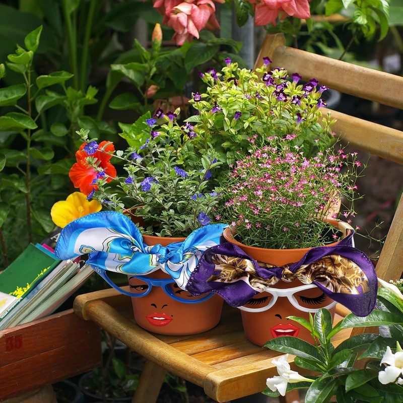 6 Set Cute Face Flower Pot Head Planter Funny Plant Pots Painting Kit Include Gl gallery