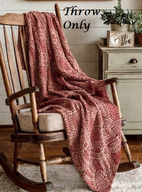 NEW PRIMITIVE FARMHOUSE THROW RED TAN WOVEN BLANKET 52" x 74" NORWICH Rustic gallery