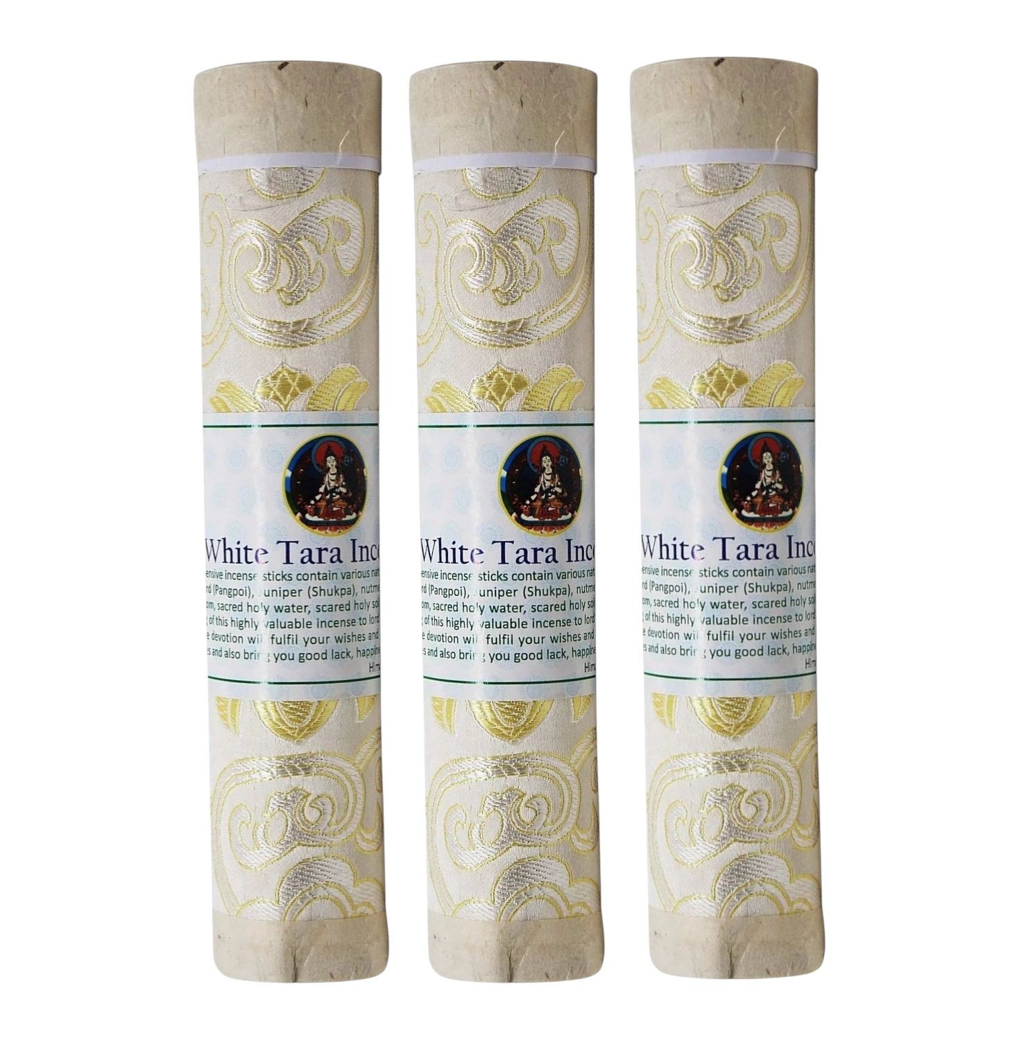 Handmade In Nepal Tibetan White Tara Sticks Incense Set Of 3 Tube Natural Aroma gallery