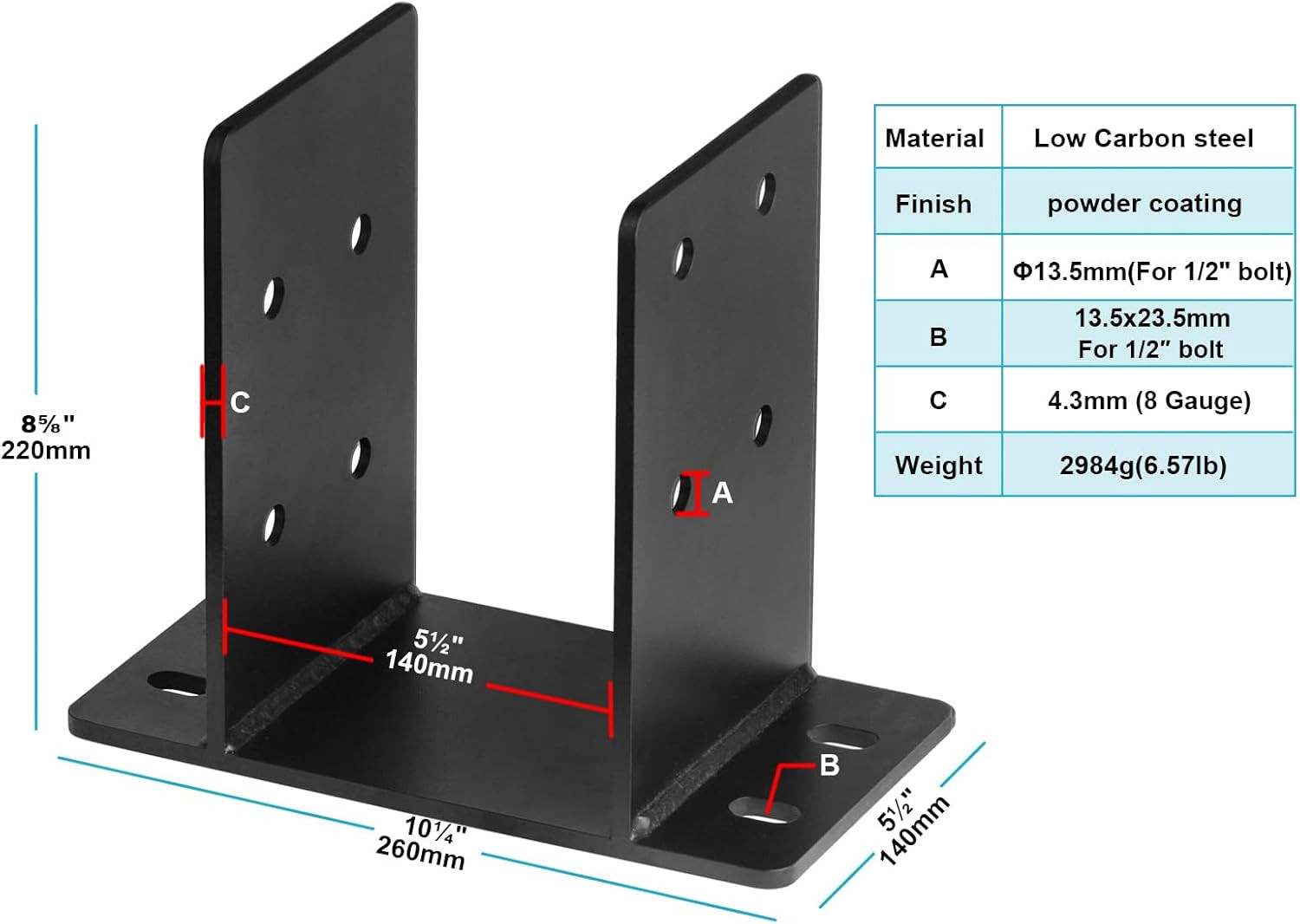 2 PCS 6X6 Post Base, Heavy Duty Welds Steel Post Bracket for Pole Barns and P gallery