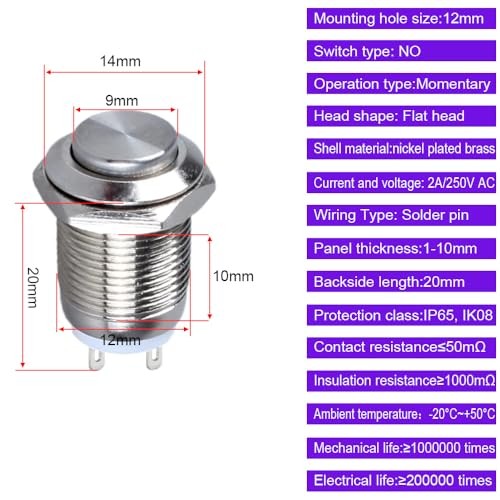 Gebildet 10pcs Waterproof Push Button Momentary Stainless Steel Push Button On gallery