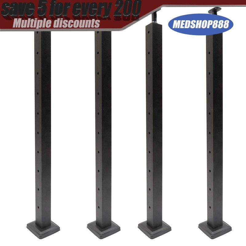 4PCS Cable Railing Posts 36"x2"x2" Adjustable Stainless Steel Pre-drilled Posts gallery