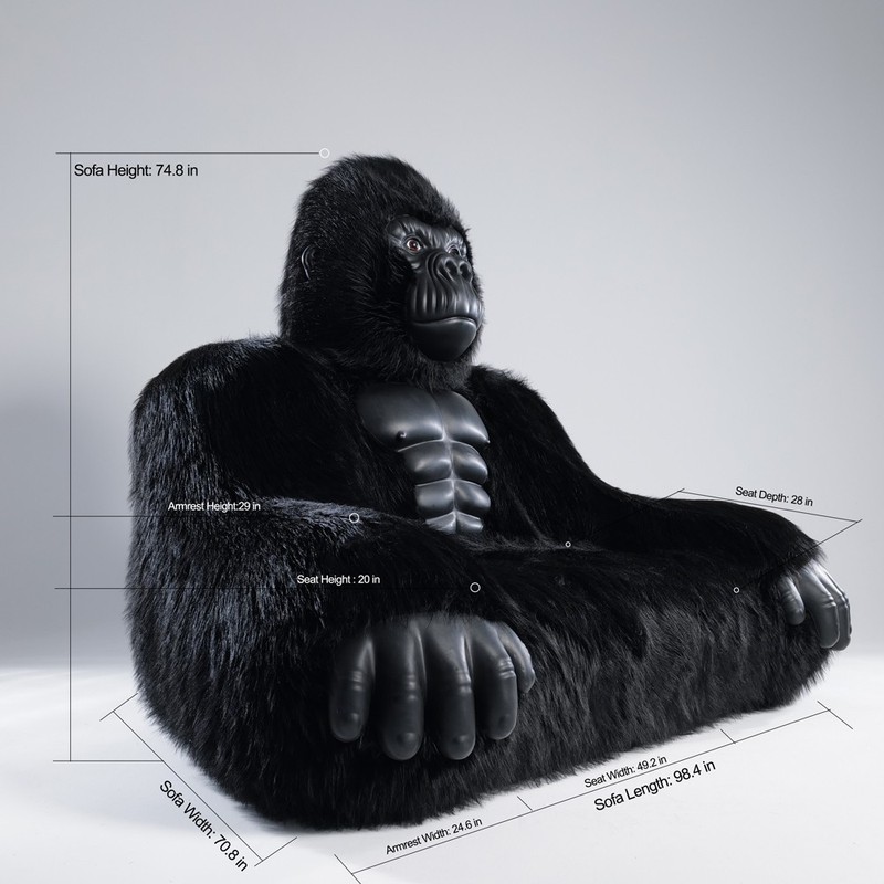 Inflatable Gorilla Couch Sofa Luxury Mink Plush 600kg Load Capacity Lounge Chair gallery