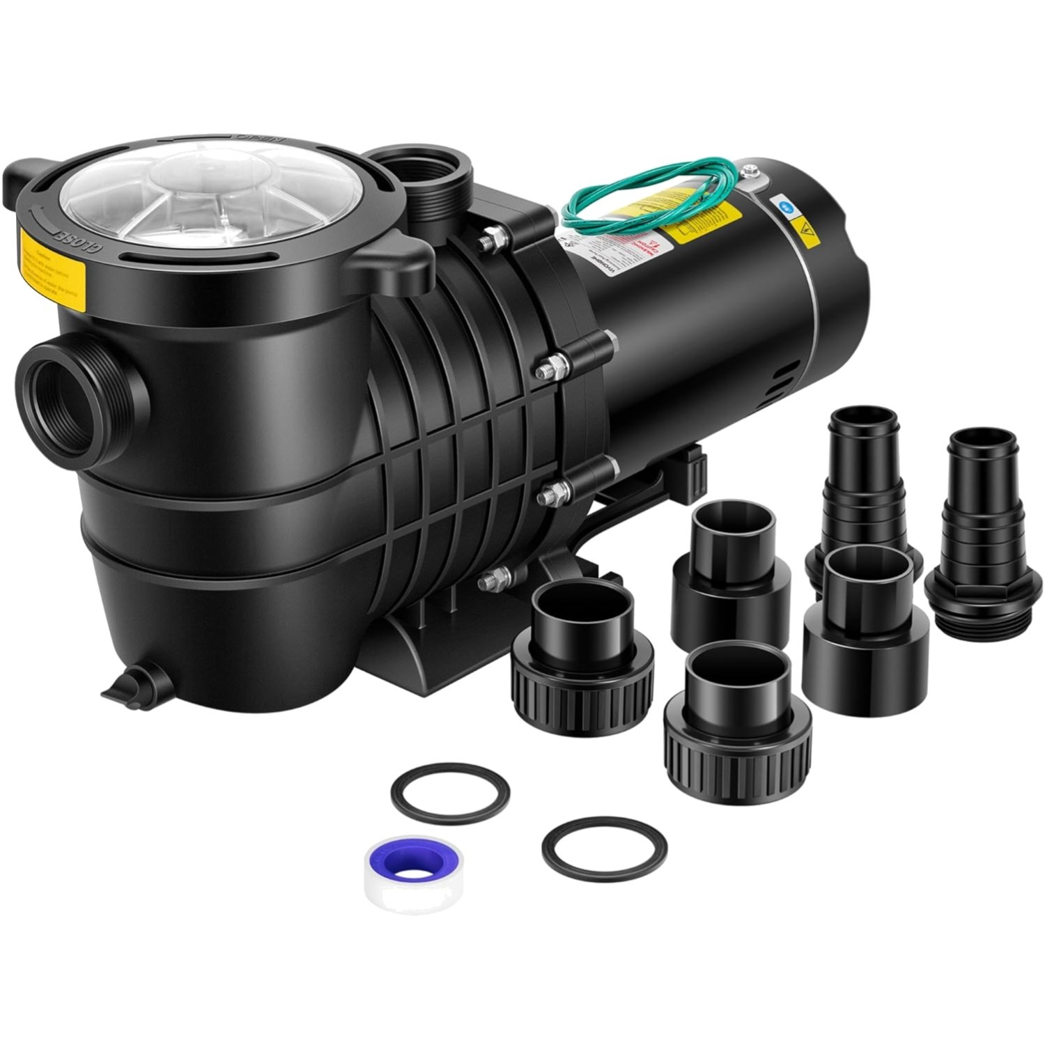2.0HP 6500 GPH 115V Pool Pump, Self-Priming Energy Saving, 1.25" & 1.5" & 2" ... gallery