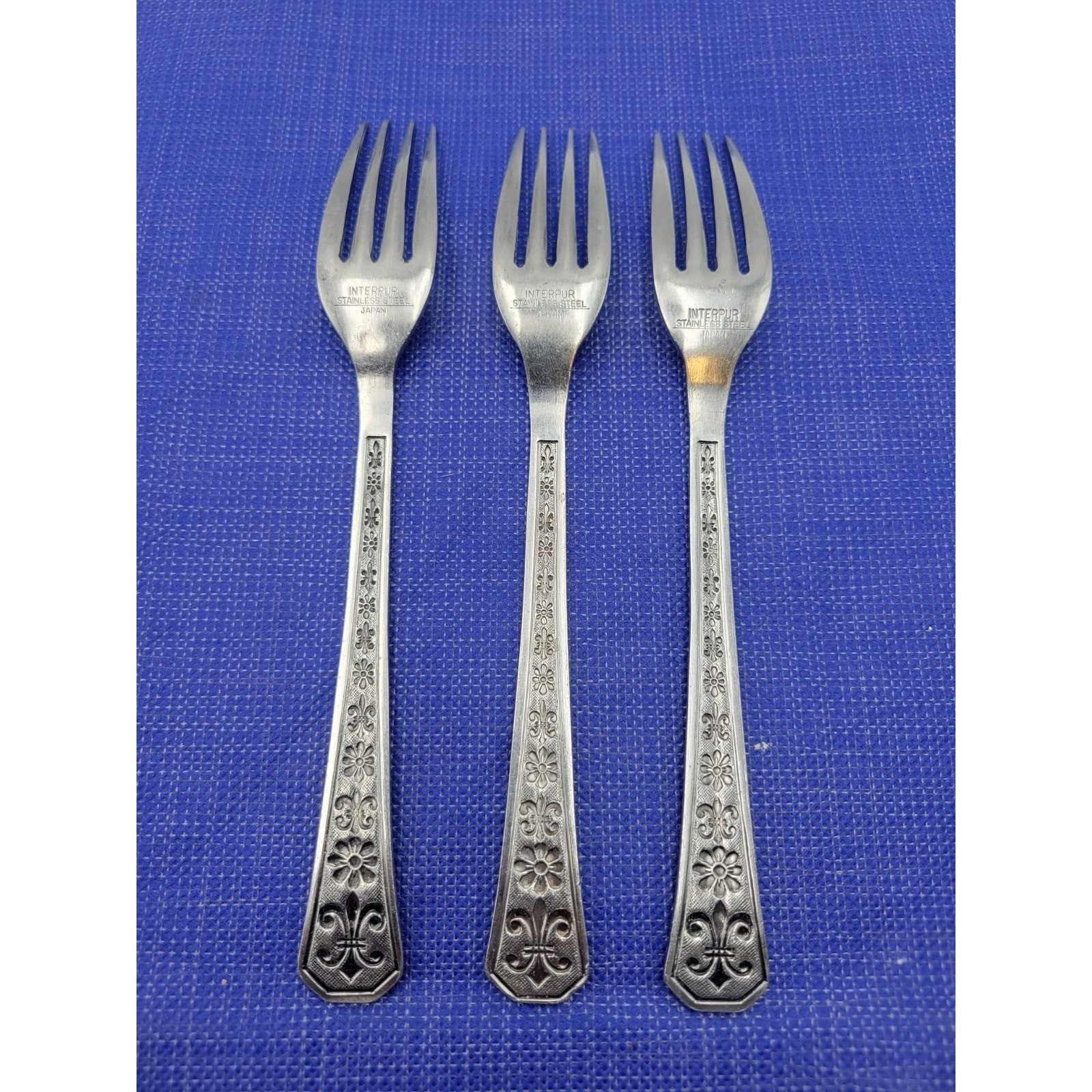 INTERPUR Florez Petal Stainless Dinner Fork JAPAN 7.5” Replacement VTG Set 3 gallery