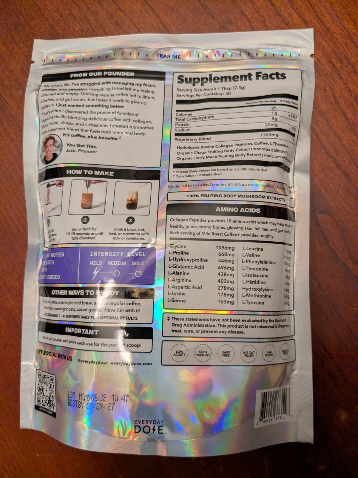 Mushroom Coffee by Everyday Dose Mild Roast, 7.4 oz. 30 Servings, Instant Coffee gallery