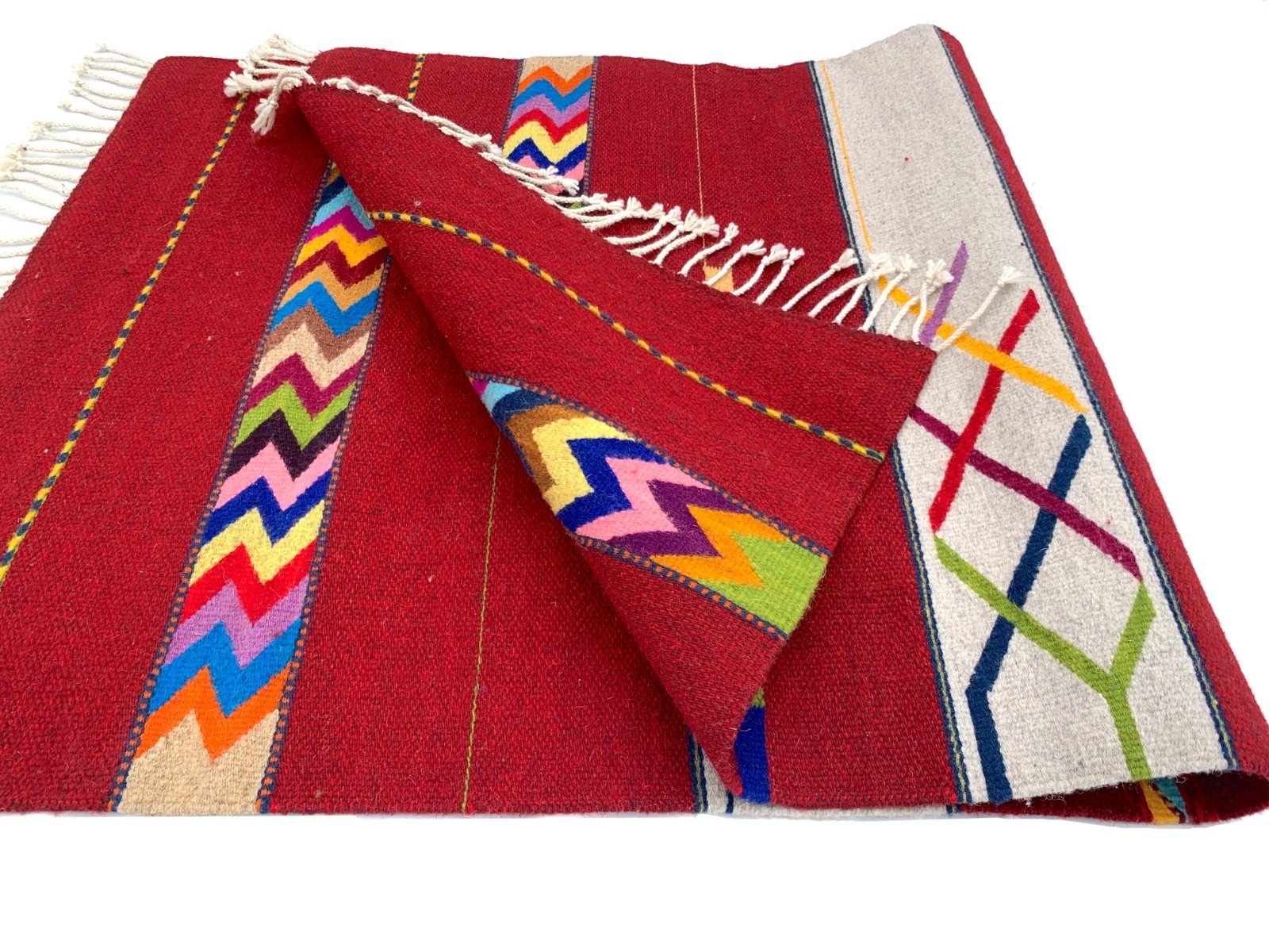 Hand Woven Zapotec Wool Rug, Geometric Tapestry 30x61 Inches gallery